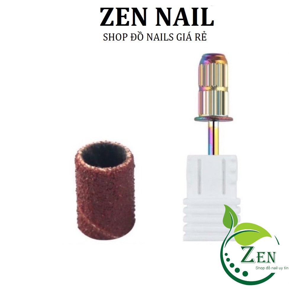 Trục gắn đầu nhám giấy màu nâu, đầu nhám móng