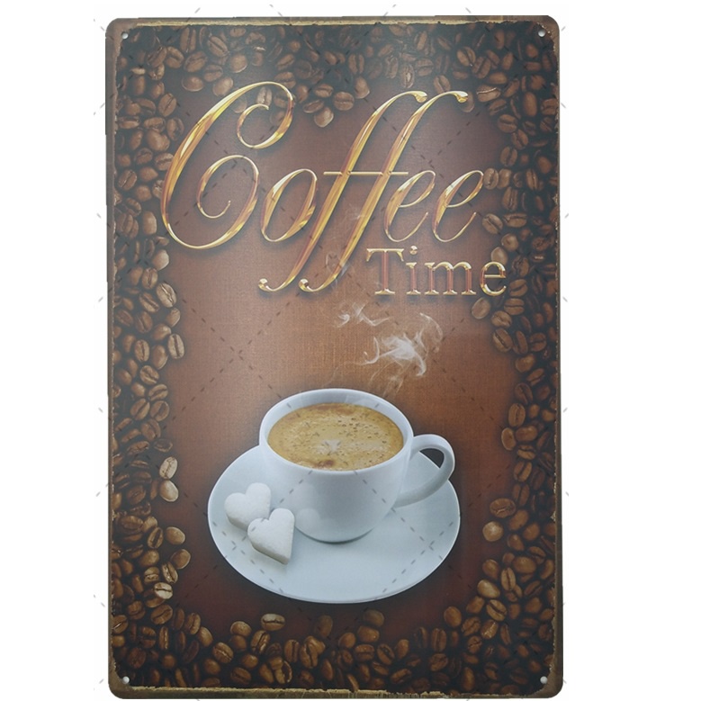 30x40cm Tranh thiếc chủ đề CAFE trang trí tường tiệm cafe sang trọng