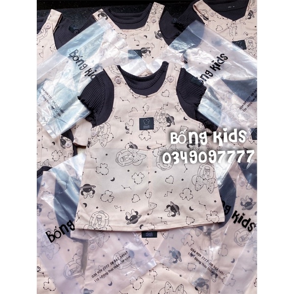 Set Yếm Váy Bé Gái Minnie Hồng Xám PR