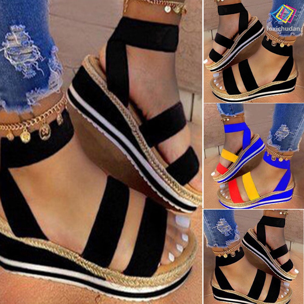 Sandal Đế Xuồng Đan Dây Chéo Thời Trang Hè Cho Nữ