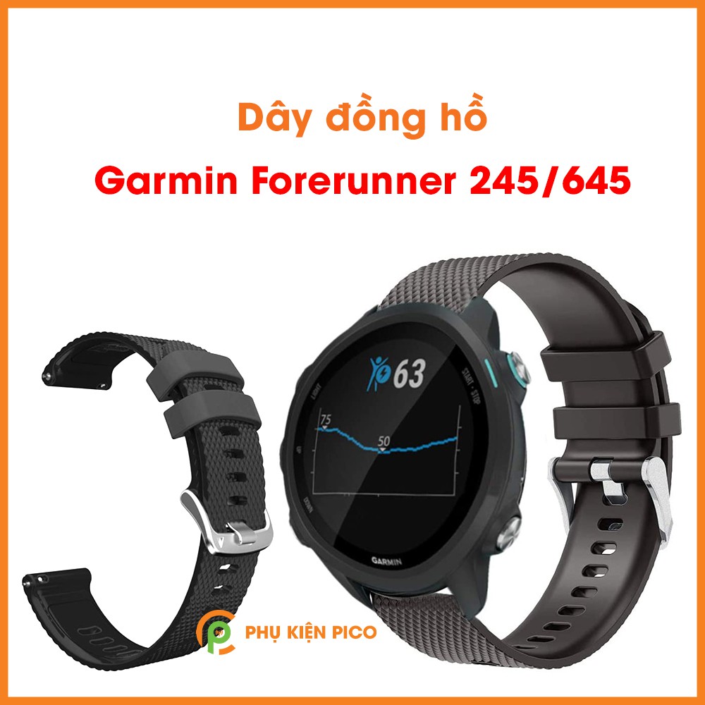 Dây silicon đồng hồ Garmin Forerunner 245/645 dây 20mm vân carbon màu đen