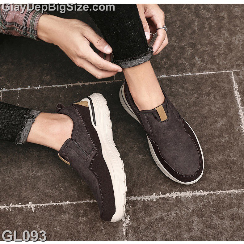 Giày mọi xỏ, giày lười big size cỡ lớn EU:46-48 cho nam chân mập bè u cao