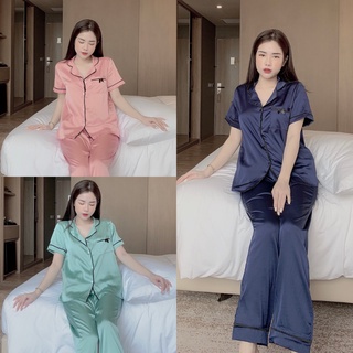(Hàng có size) Set bộ đô mặc nhà vải lụa satin tay lỡ quần dài nhiều màu sang trọng kiểu dáng mới.