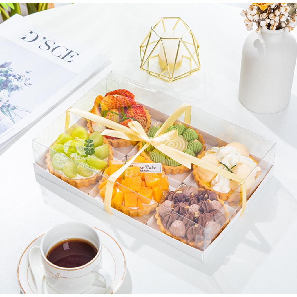 10 cái hộp mica trong 4 ngăn hoặc 6 ngăn dùng đựng bánh tart, bánh trung thu các loại
