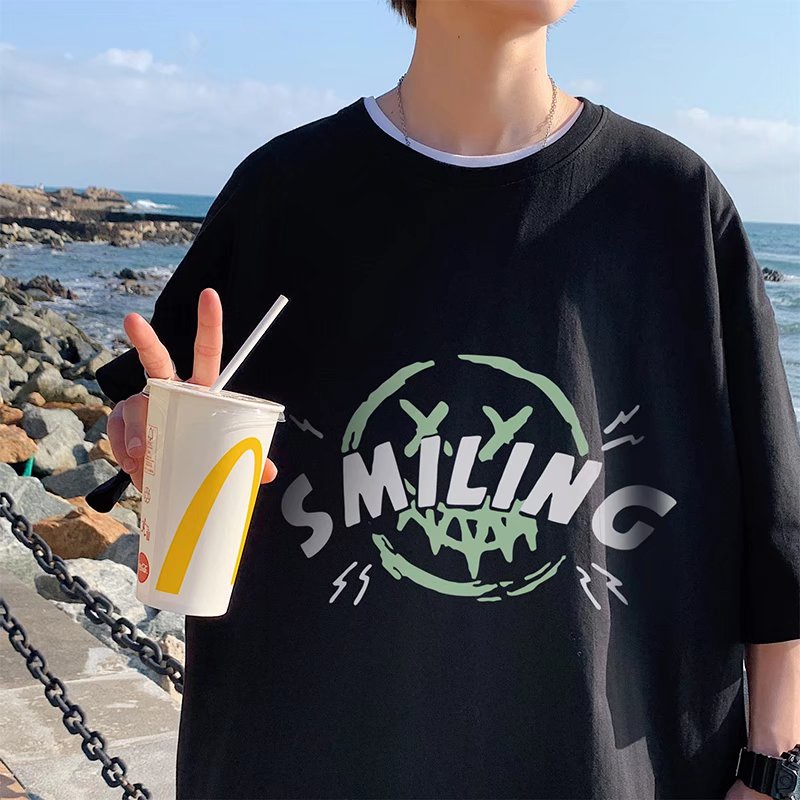 Áo Thun Tay Ngắn Dáng Rộng In Chữ Thời Trang Mùa Hè Cho Nam Size M-8XL