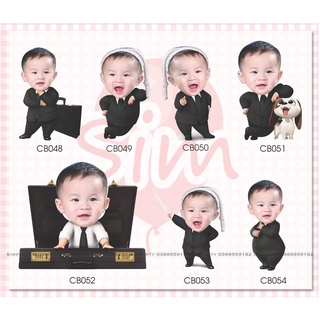 Thiết kế hình Chibi trang trí tiệc sinh nhật, happy birthday, thôi nôi, đầy tháng theo yêu cầu cho bé trai nhóc trùm