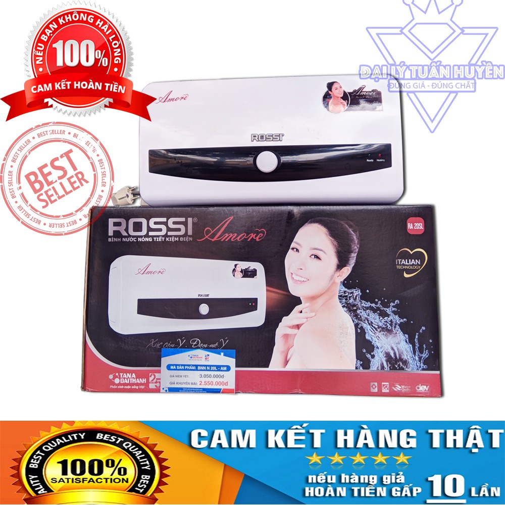 [Mã ELMS5 giảm 7% đơn 300k] [GIÁ HỦY DIỆT] Bình nước nóng lạnh ROSSI AMORE ngang