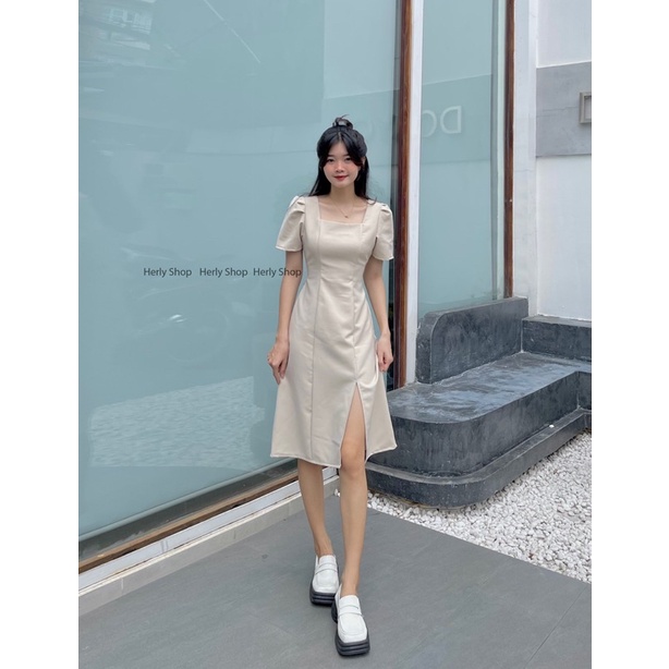 ĐẦM MIDI CỔ U XẺ TÀ