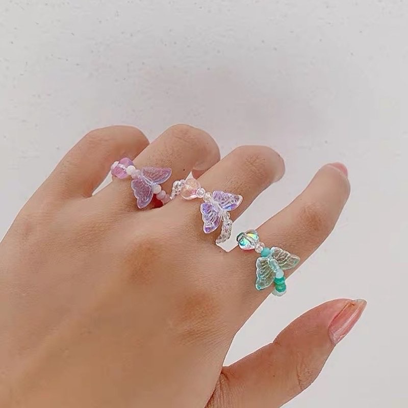 Vòng tay nhẫn hột cườm cánh bướm