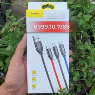 Cáp sạc 3 đầu hàng chính hãng Baseus ( 30cm và 120cm )