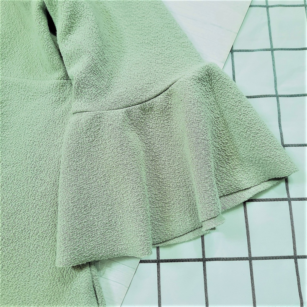 Áo kiểu tay loe hiệu Hema Pháp xanh matcha - Thanh lý áo kiểu trang nhã màu cốm - Pass áo tiểu thư thiết kế-Cốm2A