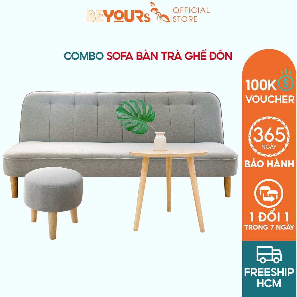 Bộ Sofa Giường Bàn Trà Ghế Đôn BEYOURs Đa Năng Tiện Dụng Nội Thất Phòng Khách Lắp Ráp Dễ Dàng