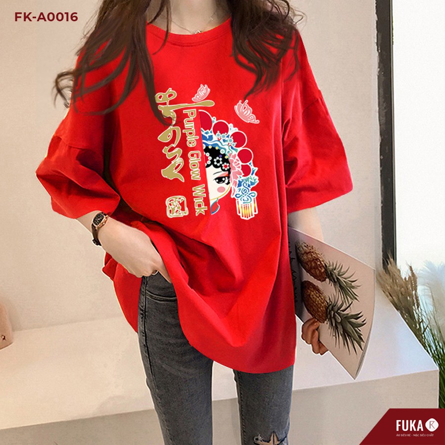 Áo thun nữ FUKA - Áo phông nữ tay lỡ cổ tròn hình tiên kèm chữ chất cotton siêu mát