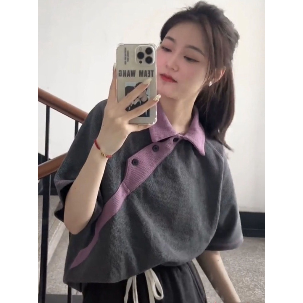 Áo Thun Ngắn Tay Dáng Rộng Phong Cách Harajuku Thời Trang