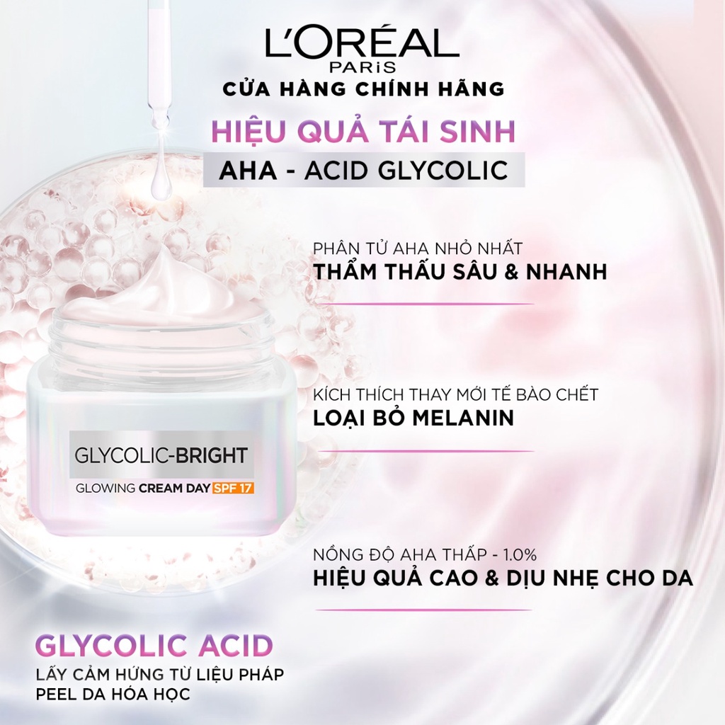 Kem Dưỡng L'Oreal Paris Sáng Mịn Mờ Thâm Nám Glycolic-Bright Glowing Cream
