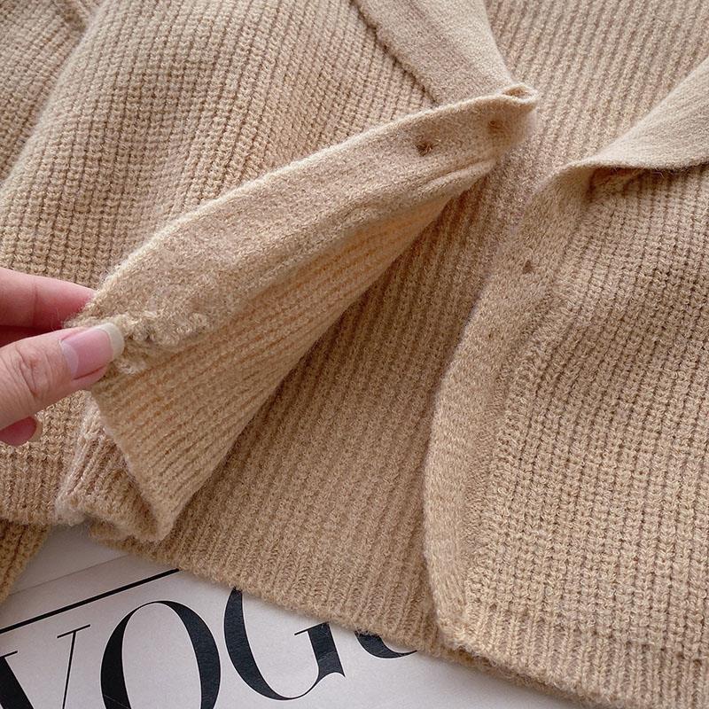 Áo khoác nữ hoodie dệt kim len khoác cardigan tay dài cổ hải quân phong cách hàn quốc thời trang mùa thu hàng mới dành cho bạn nữ