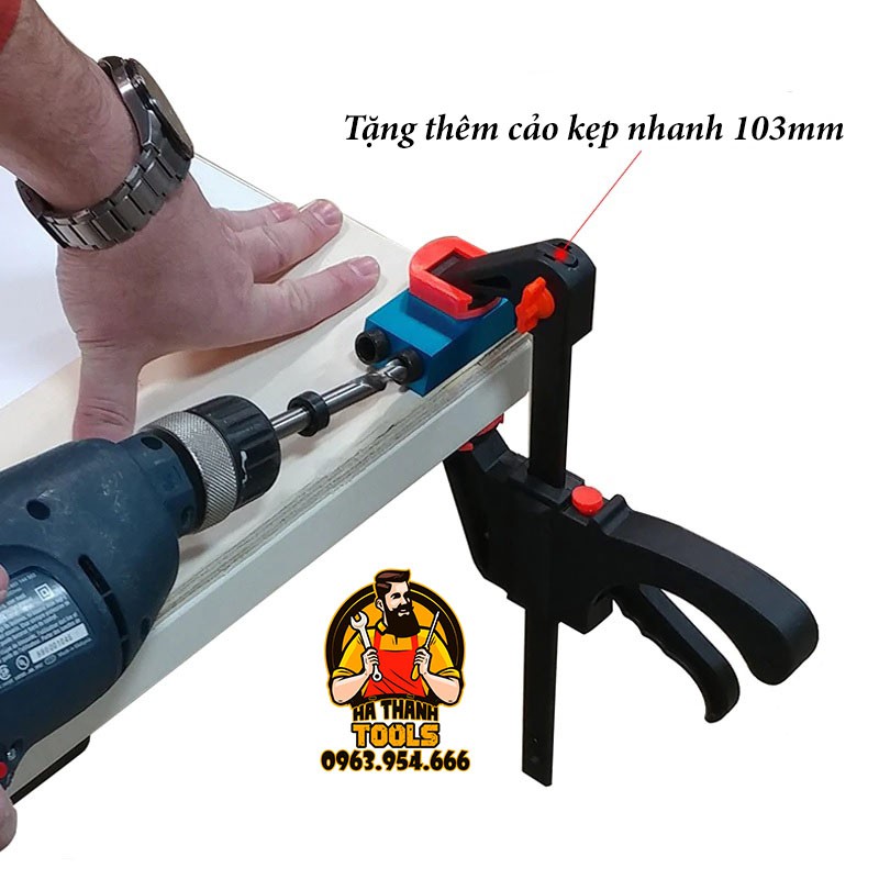 BỘ CỮ KHOAN CHÉO MINI, KHOAN XIÊN, GHÉP GÓC VUÔNG - FULL PHỤ KIỆN NHƯ HÌNH - TẶNG KÈM CẢO KẸP NHANH