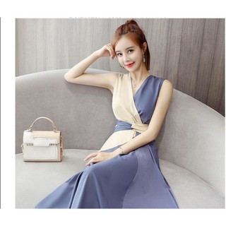  ZERASY - Đầm xòe thắt eo phối màu duyên dáng 