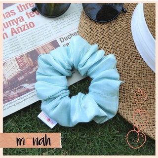 Dây cột tóc, buộc tóc scrunchie màu xanh dương biển lụa tơ bóng