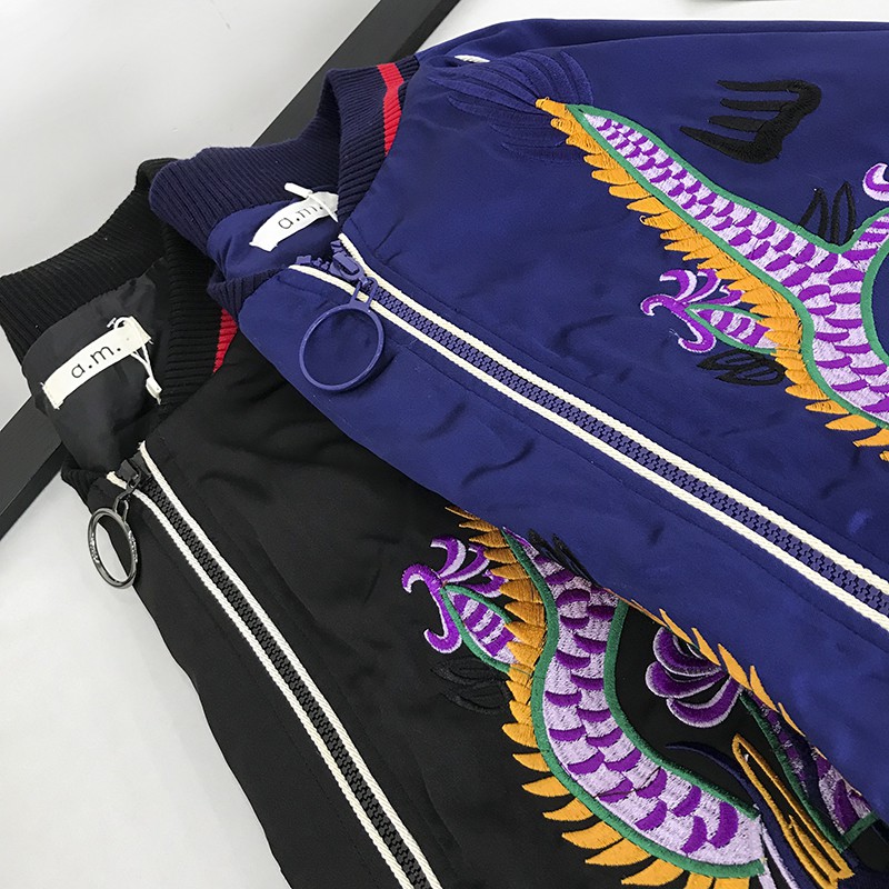 Áo khoác bomber thêu, áo bomber thêu Rồng 2 lớp cho nam nữ