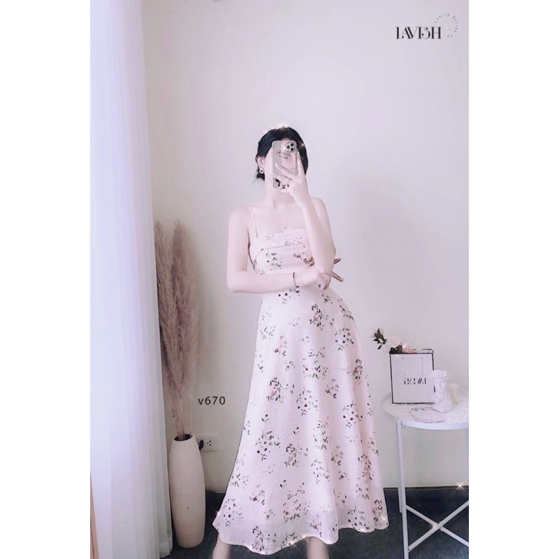 VNU255 - VÁY 2S VOAN 2 LỚP HOA HỒNG PASTEL | BigBuy360 - bigbuy360.vn