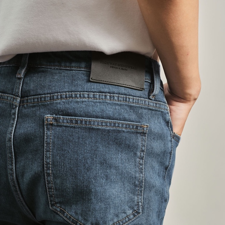 Quần jeans Slimfit nam co giãn Highway (Menswear) Leander - xanh đậm