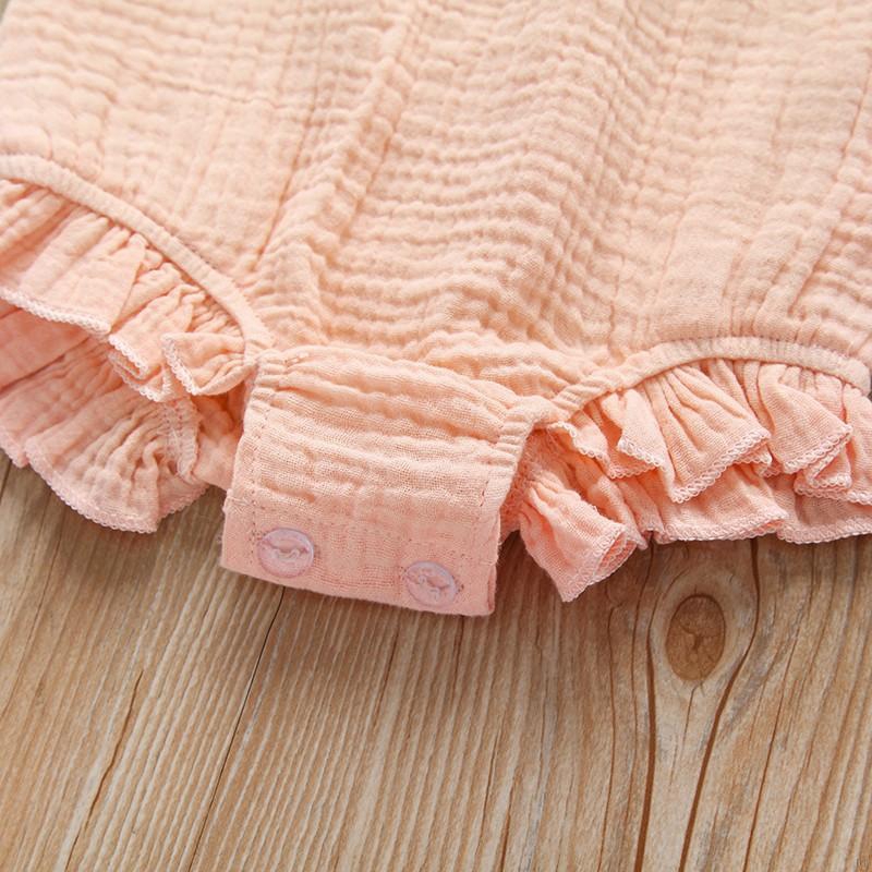 Jumpsuit Hở Lưng Tay Loe Màu Trơn Cho Bé Gái