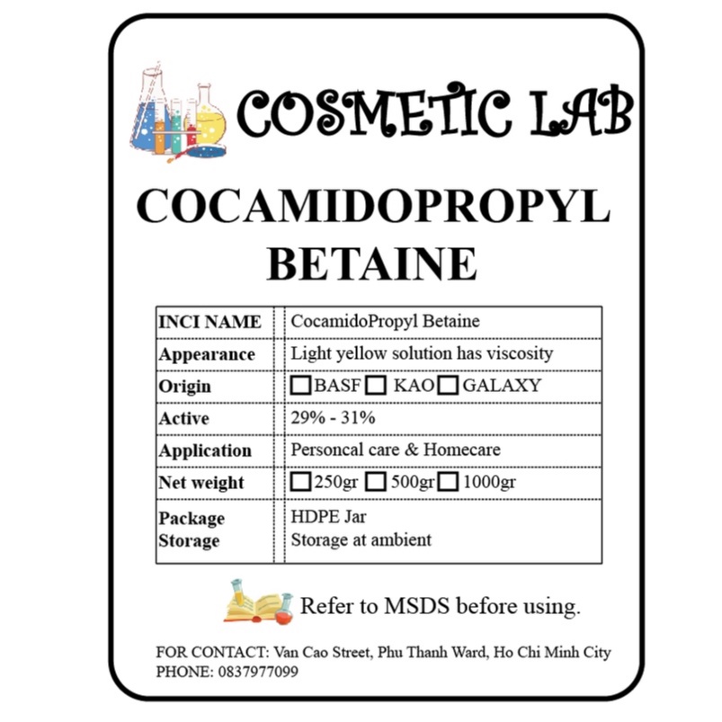 COCAMIDOPROPYL BETAINE  NGUỒN GỐC THIÊN NHIÊN