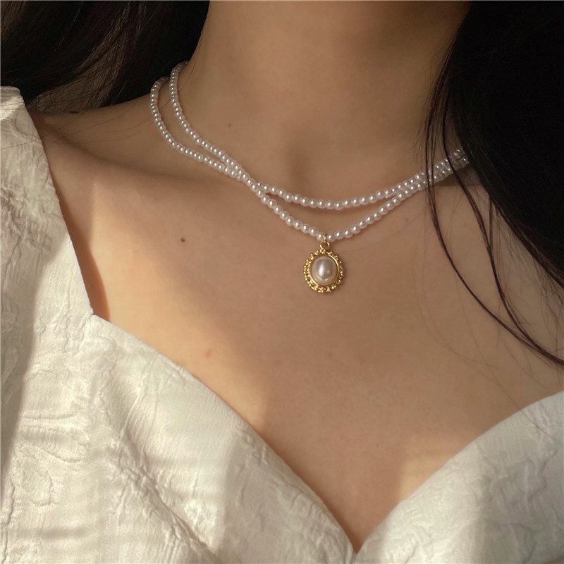 Vòng cổ Hợp Kim Đính Ngọc Trai Giả Xinh Xắn Cho Nữ