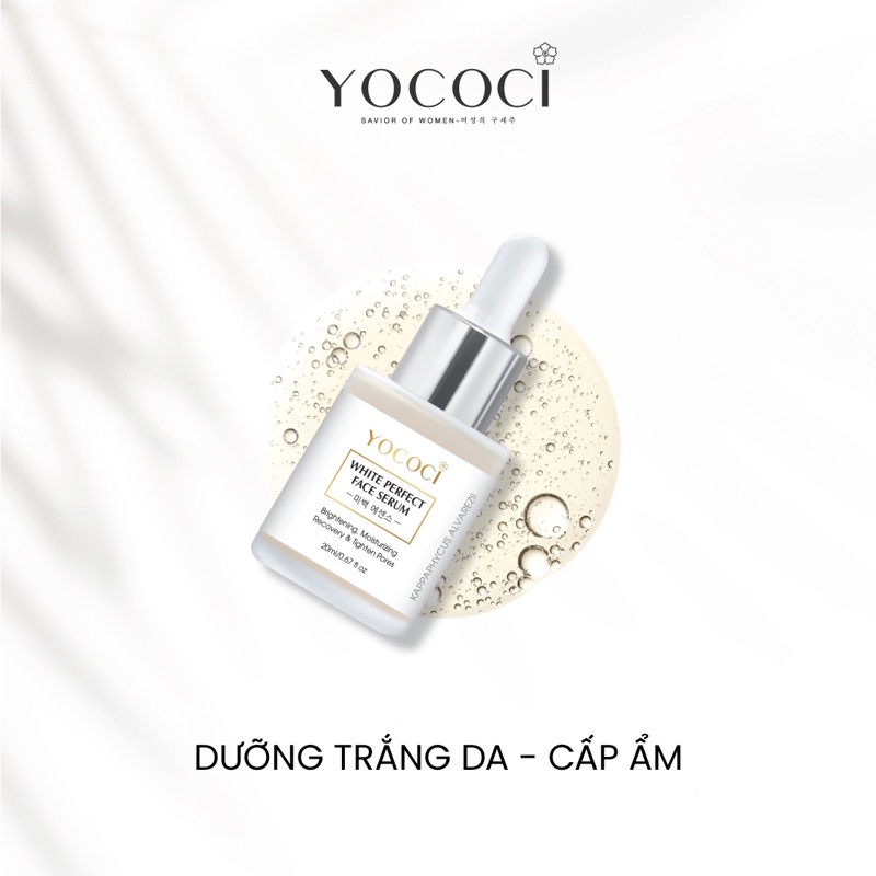 Serum dưỡng trắng da mặt Yococi giúp dưỡng ẩm, ngăn ngừa lão hóa se khít lỗ chân lông White Perfect Face Serum 20ml