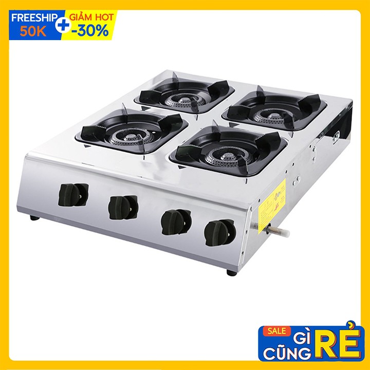 Bếp gas 4 họng vuông cao cấp chuyên mỳ cay, cơm niêu, bánh xèo