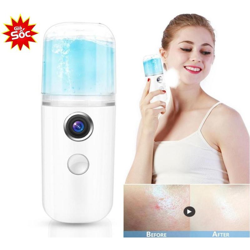 Máy Phun Sương Cầm Tay Xịt Khoáng MINI NANO Chính Hãng - Bản Full Phụ Kiện Cáp Sạc - Cấp Ẩm Dưỡng Da Bổ Sung Khoáng