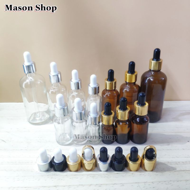 LỌ CHIẾT SERUM bóp nhỏ giọt Trong Nâu Xanh Lá 5ml 10ml 15ml 20ml 30ml 50ml 100ml/CHAI TINH DẦU THỦY TINH đựng MỸ PHẨM