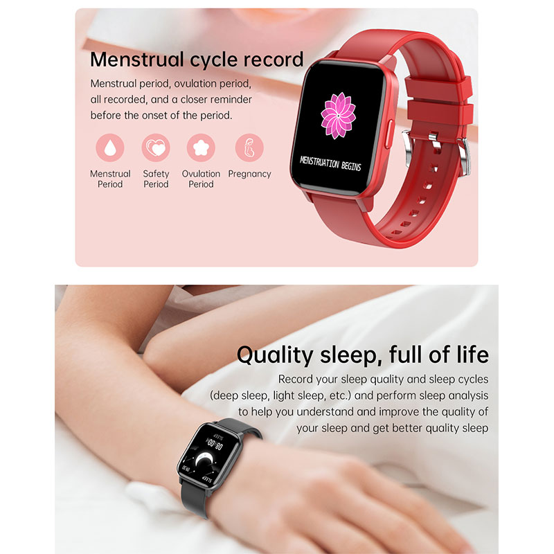 Lykry Smart Watch GW24 NEW Square Screen IP68 Waterproof Long Standby Heart Rate Blood Pressure Monitoring Fitness Tracker 1.69 inch