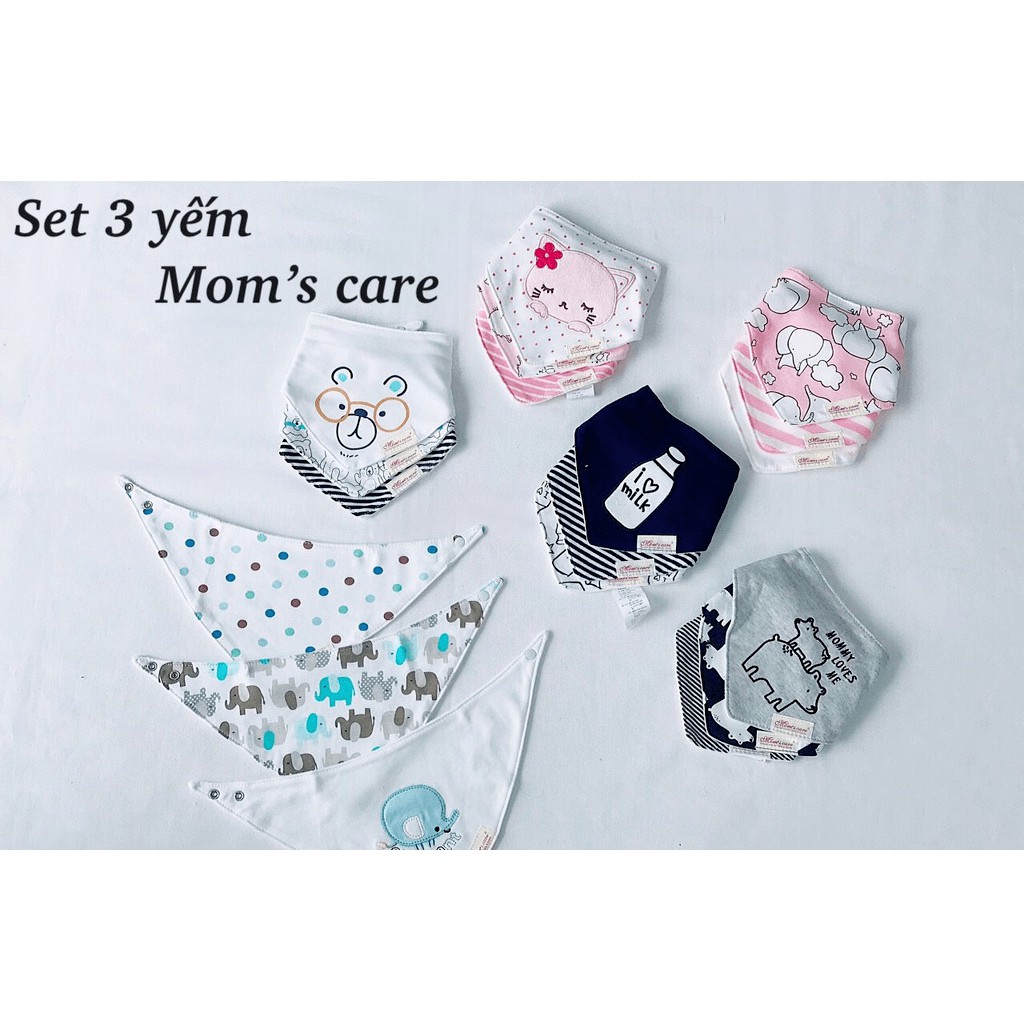 Sét 3 yếm tam giác Mom's care có nút bấm