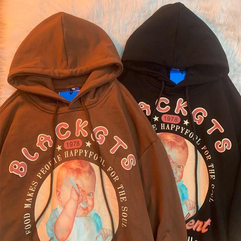 NRVP Áo Hoodie Tay Dài Oversize In Họa Tiết Phong Cách Hàn Quốc Kiểu Mới Cho Nam / Nữ