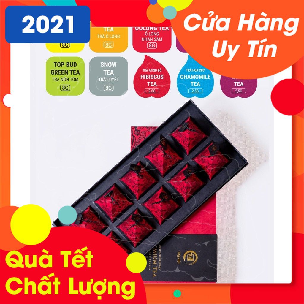 TRÀ VIỆT Hộp Quà Tết Thanh Xuân 10 Giấy Gân Nổi Mỹ Thuật Cao Cấp