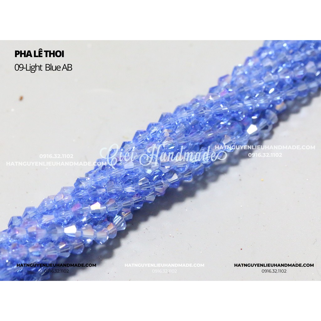 Dây Pha lê thoi (xanh) 4mm link 2/2 Cici Handmade chuyên hạt đá hạt pha lê hạt cườm hạt trang sức tự làm nguyên liệu DIY
