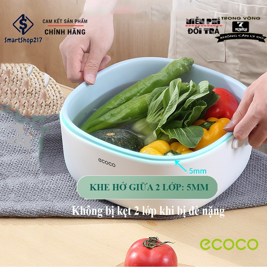 Rổ 2 Lớp Thoát Nước Cao Cấp - Thương Hiệu Nhật Bản ECOCO