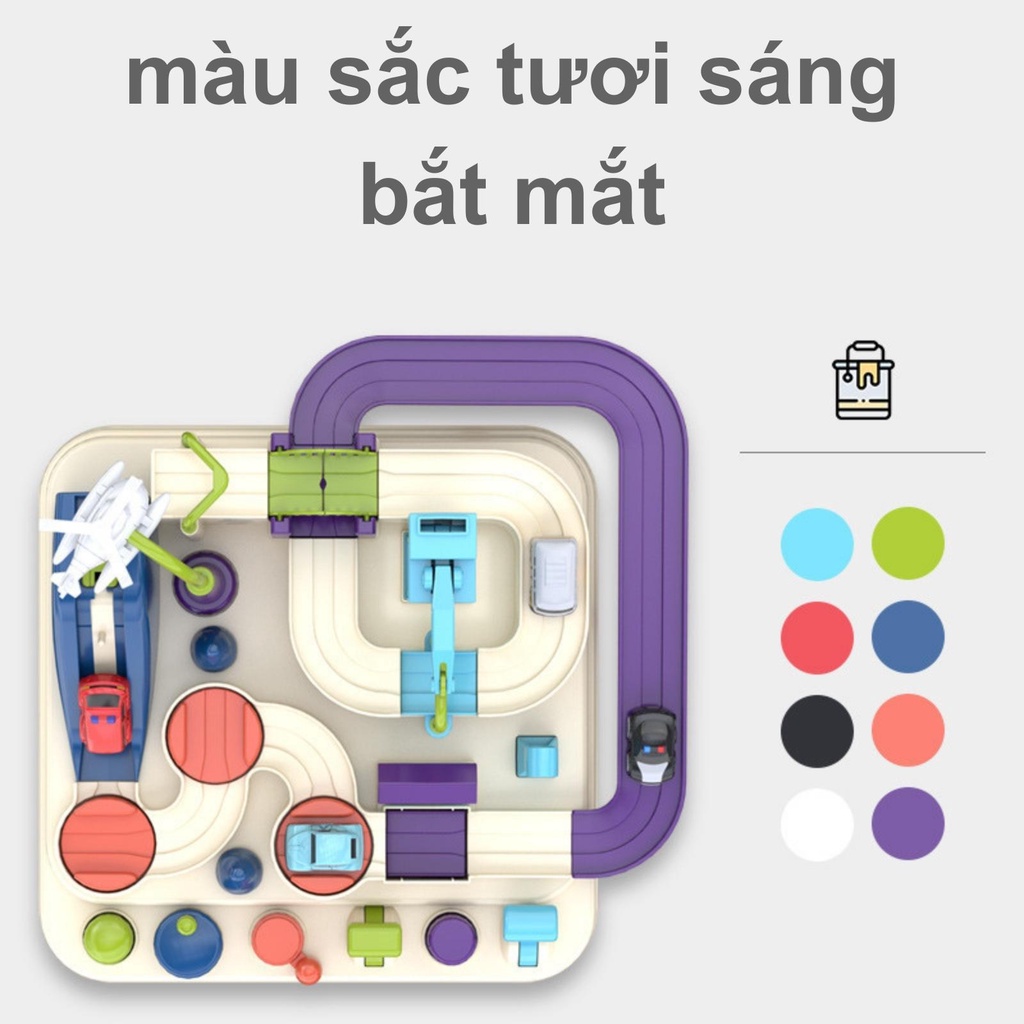 Ô tô đồ chơi cho bé lắp ráp đường đua phiêu lưu phát triển tư duy, xe ô tô đồ chơi cho bé BOBIKIDS OT03