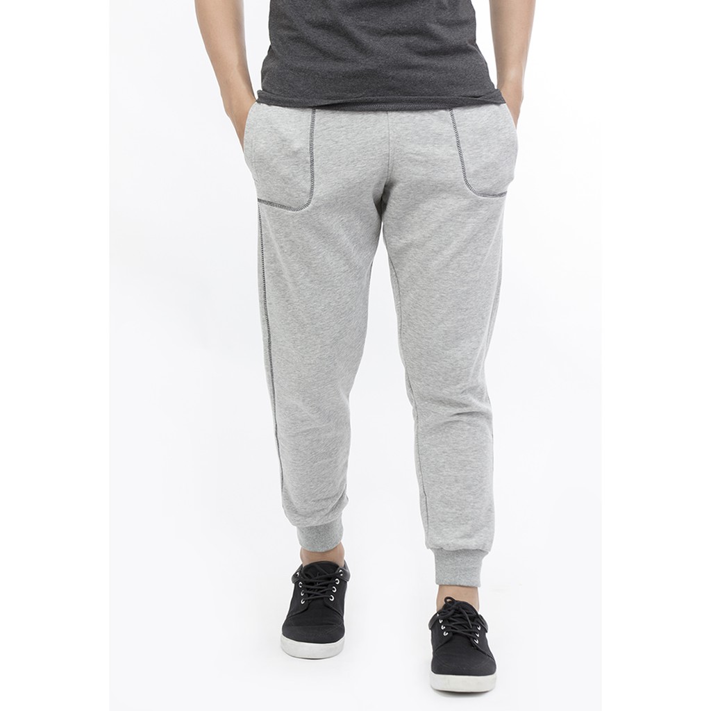 Quần dài jogger nam form rộng Phúc An 1060 (đen - xám)