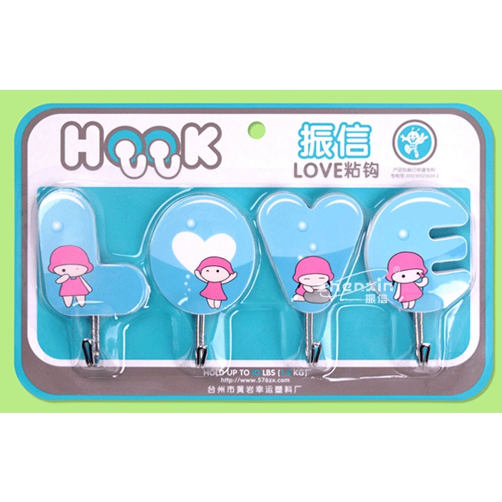 Vỉ 4 móc dán tường xốp hình chữ LOVE