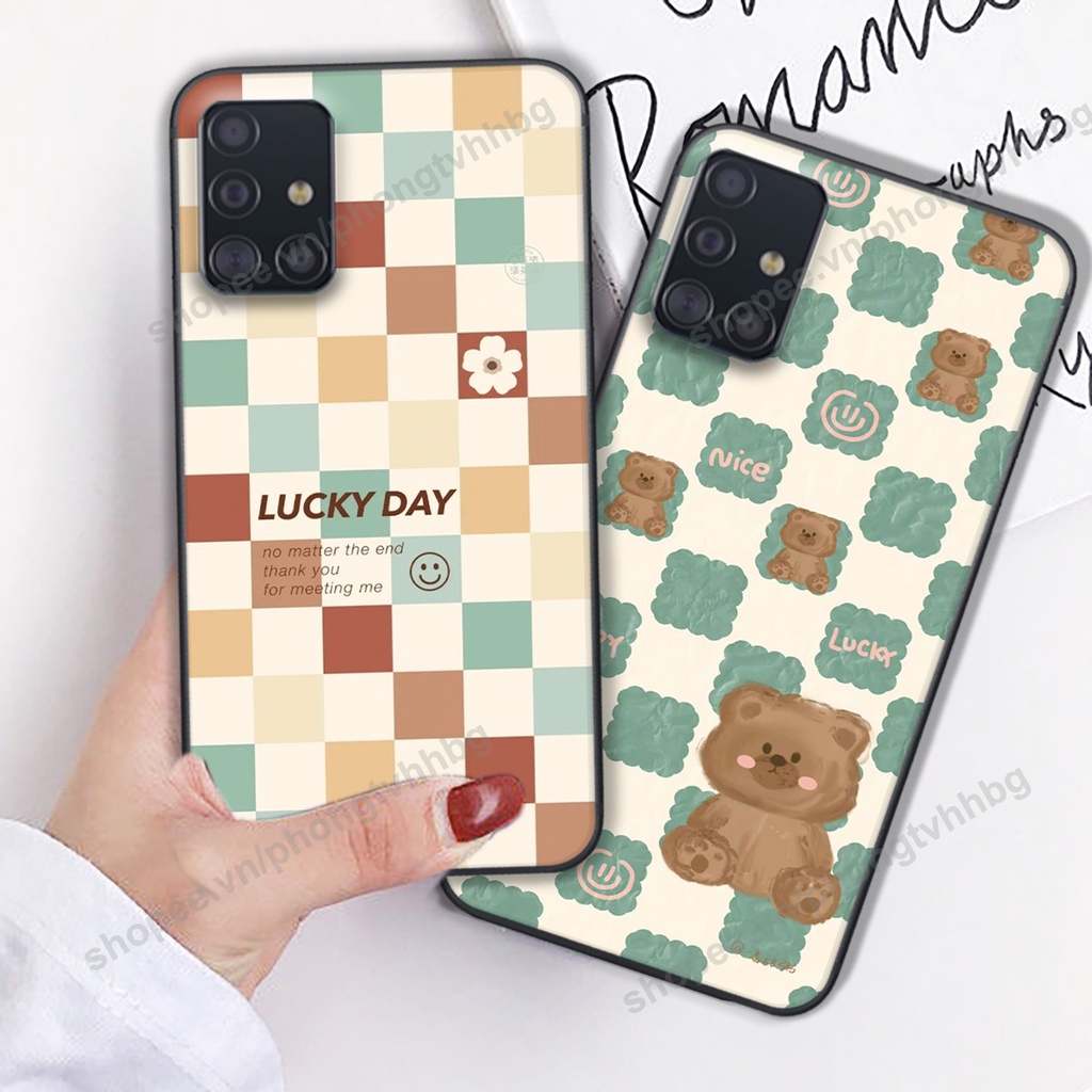 Ốp lưng Samsung A31 / A51 / A71 in mẫu gấu bo viền , smile mặt cười cực cute đẹp