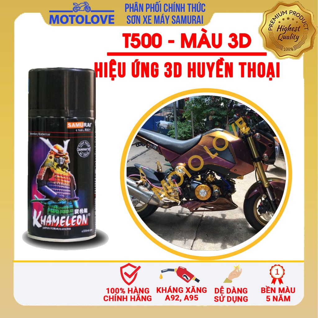 Sơn Samurai 3D tím ánh vàng T500**** - chai sơn xịt cao cấp nhập khẩu từ Malaysia