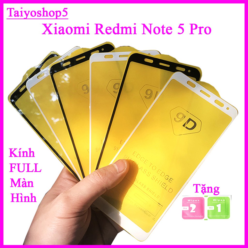 Kính cường lực Xiaomi Redmi Note 5 Pro full màn hình, Ảnh thực shop tự chụp, tặng kèm bộ giấy lau kính taiyoshop5