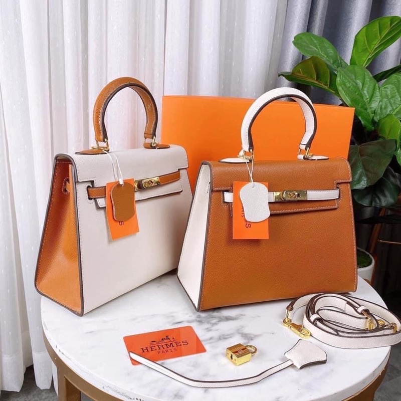 M3001 Túi HM Hồng phối  Màu cực hiếm size 25 Tặng kèm khăn