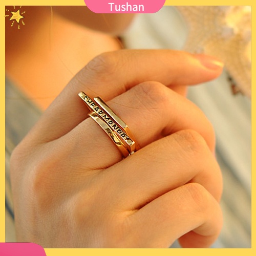 Set 3 nhẫn đeo tay kim loại đính đá dễ thương cho nữ