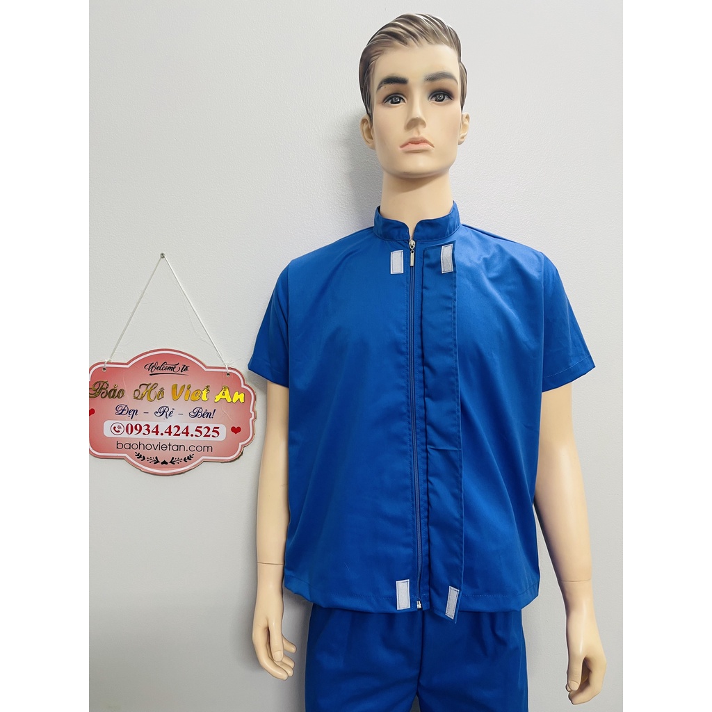Đồng phục quần áo màu xanh dương dài tay- Đồng phục thực phẩm