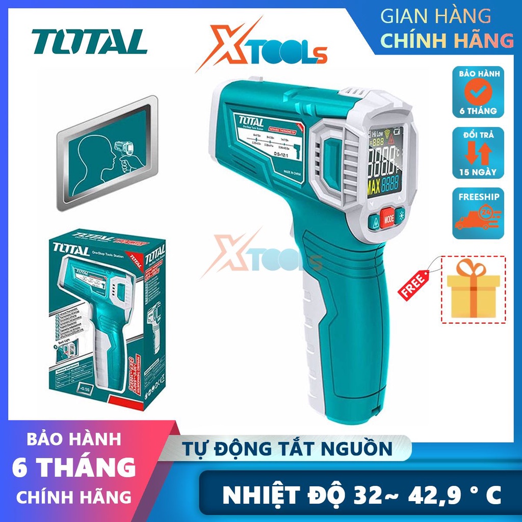 Máy đo nhiệt độ điện tử tia hồng ngoại Total THIT010381, Nhiệt kế hồng ngoại Nhiệt độ -30°C ~ 550°C