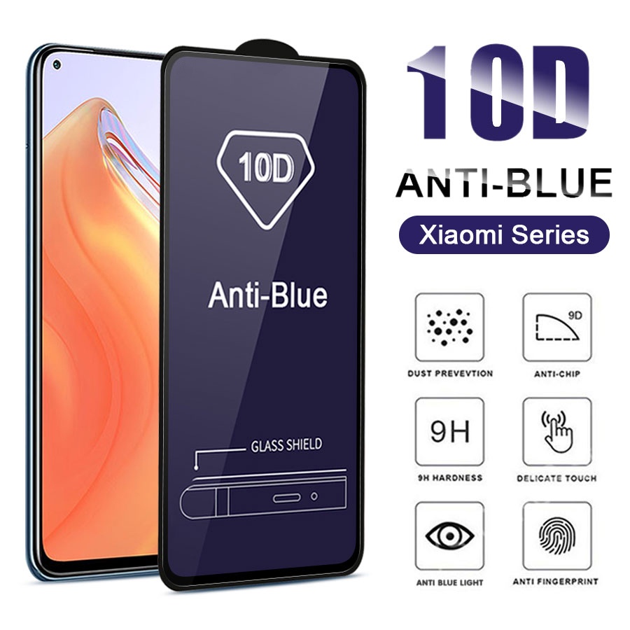 Kính Cường Lực Chống Ánh Sáng Xanh Cho Xiaomi Mi 9T 10T 11T 12T 11 Lite Poco F3 F4 M3 M4 X3 X4 X5 Pro 5G Redmi Note 7 8 10 10S 9 9S 11 11S 12 12S 9A 9C 10C